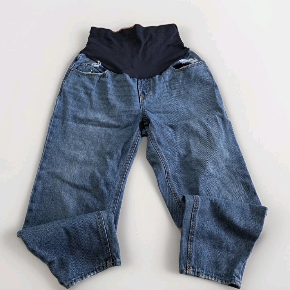 Old Navy Maternity Jean Women 10 / 10L Blue Taper High Rise Cropped Cotton Denim - Picture 12 of 16